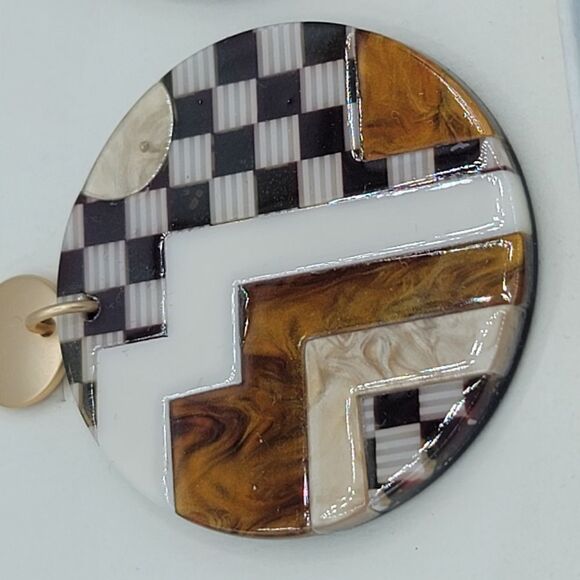 Geometric Earring Darbie Angell Circular Mosaic Earrings With Box #541 - Picture 7 of 10